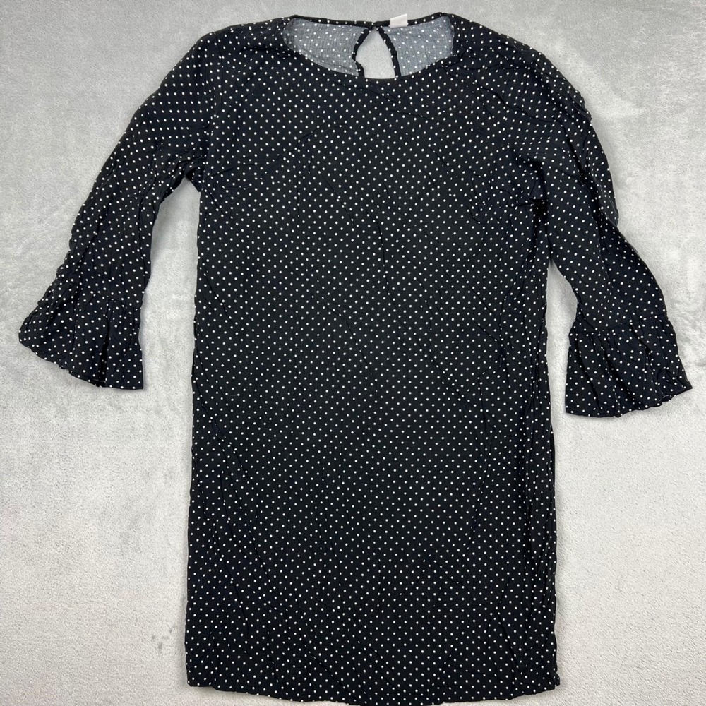 Old Navy Black White Polka Dot Bell Sleeve Shift Dress Mini Women Medium Classic